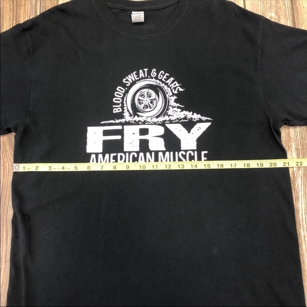 Fry American Muscle Blood, Sweat, and Gears Black Short Sleeve Tee Shirt - Picture 4 of 8